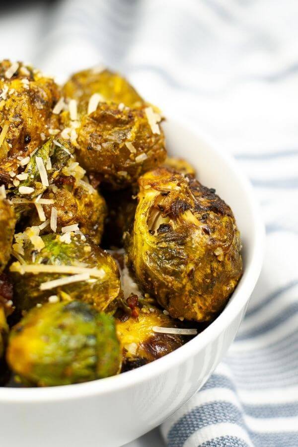 Air Fryer Brussels Sprouts with cheese.