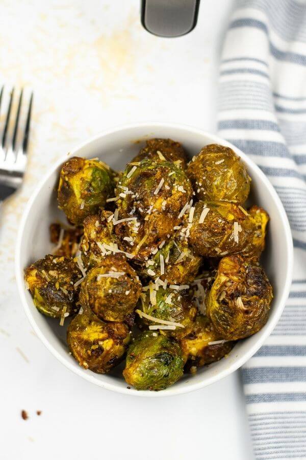 Air Fryer Brussels Sprouts top shot.