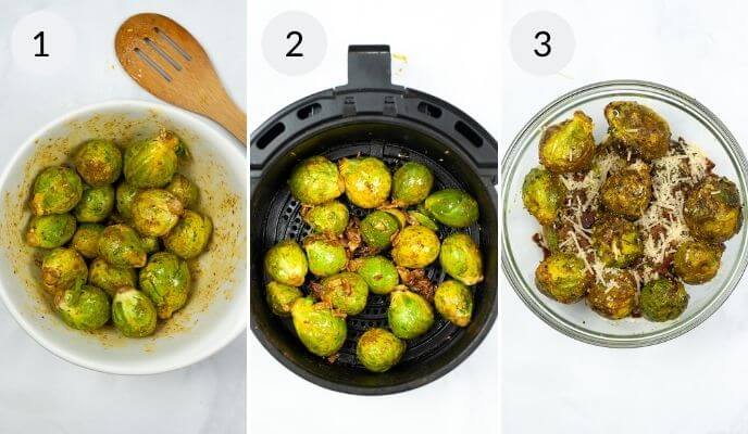 Making the sprouts, cooking in the air fryer.