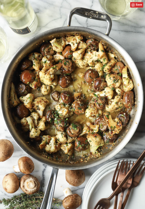 Delicious garlic mushroom and cauliflower