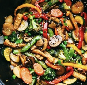 Colorful mix of stir-fry vegetables