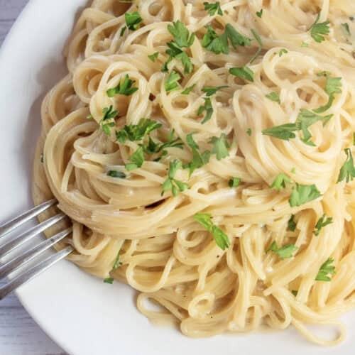 Flavor packed garlic parmesan angel hair pasta