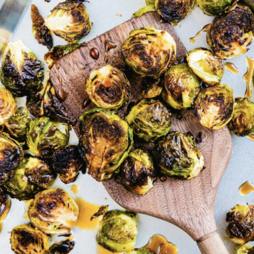 Crispy and delicious brussel sprouts with maple glaze