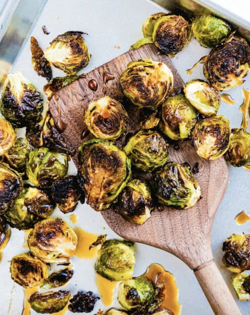 Crispy and delicious brussel sprouts with maple glaze