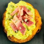 Sweet Potato Appetizer with Bacon and Avocado