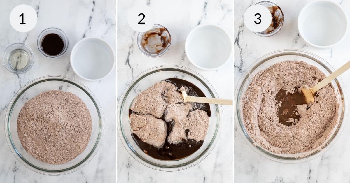 Making the brownie batter.