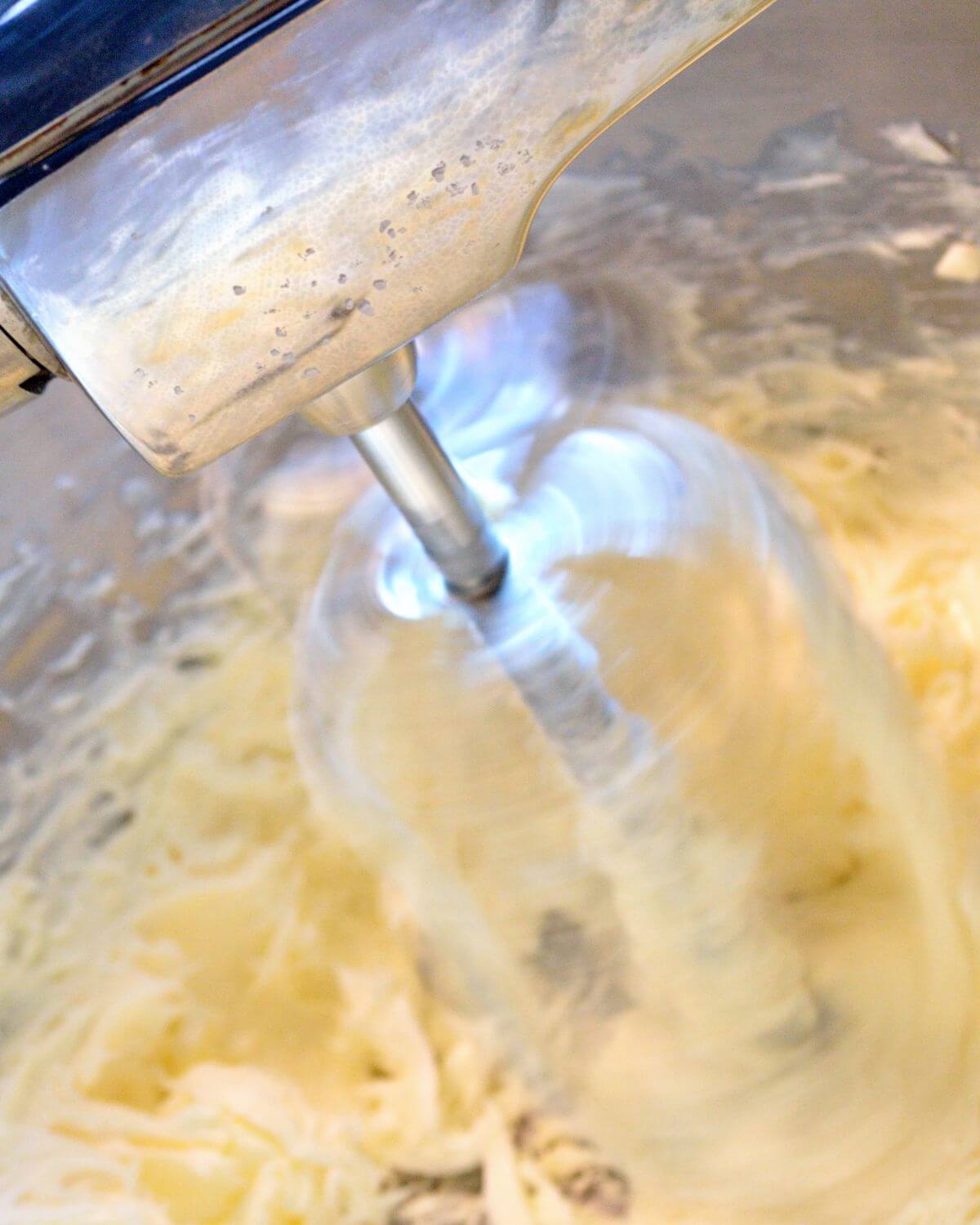 Mixing the cookie dough.