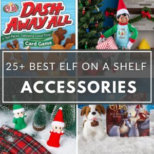 A collection of elf on the shelf accessories