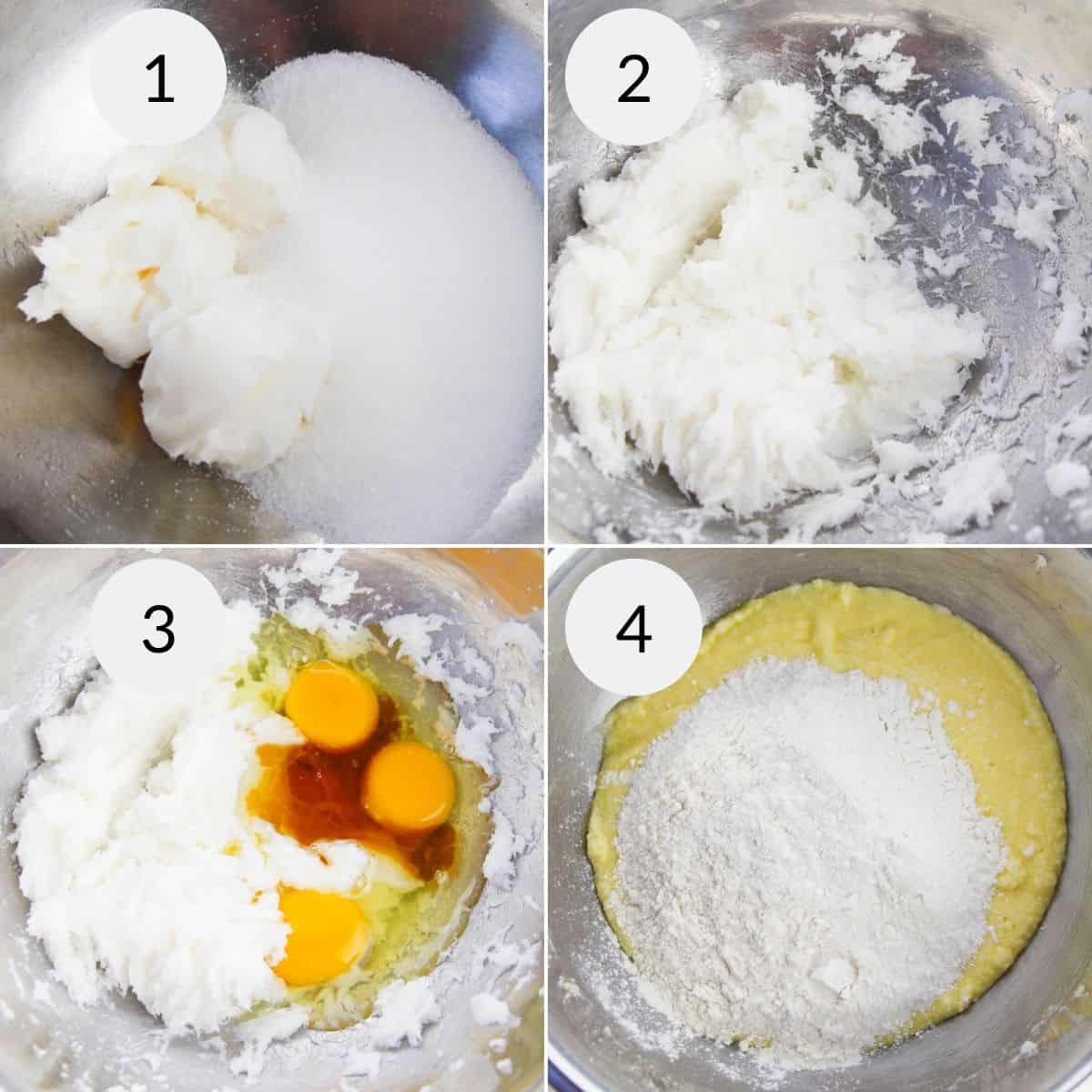 Mixing the cookie dough.