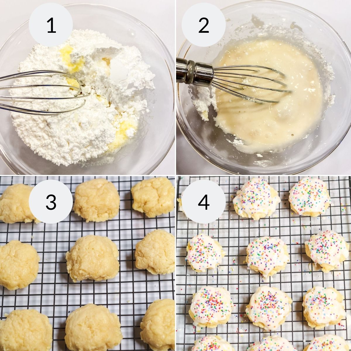 Icing and decorating the lemon ricotta cookies.