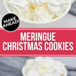 Two pictures of the meringue christmas cookies.