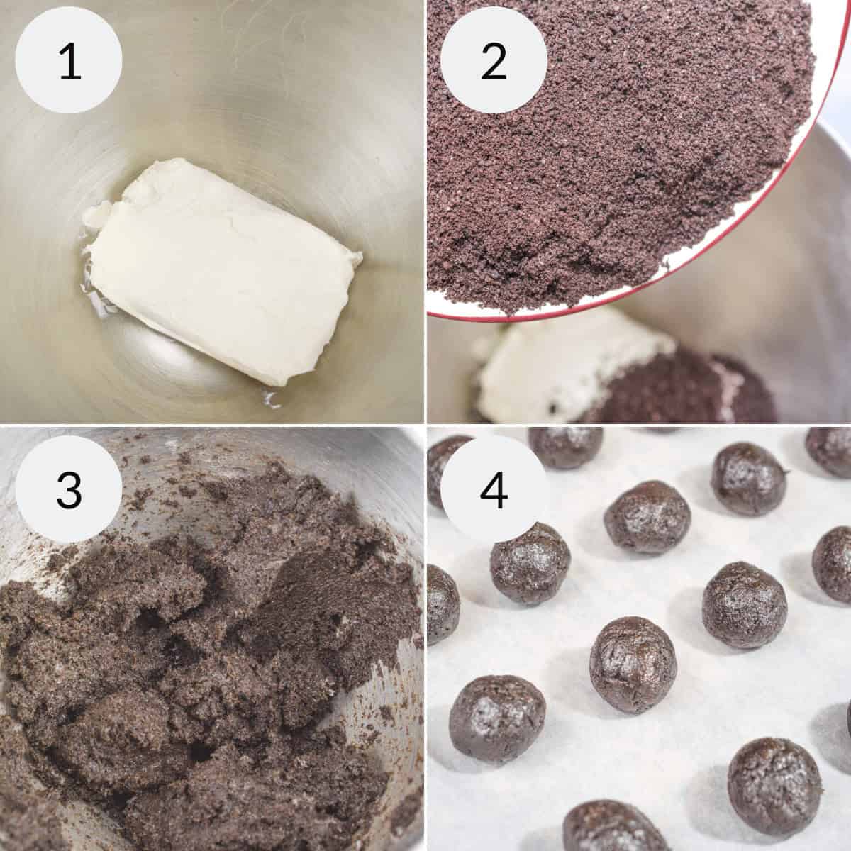 Mixing the balls and placing on a baking tray.