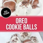 Two views of the finished oreo cookie balls.