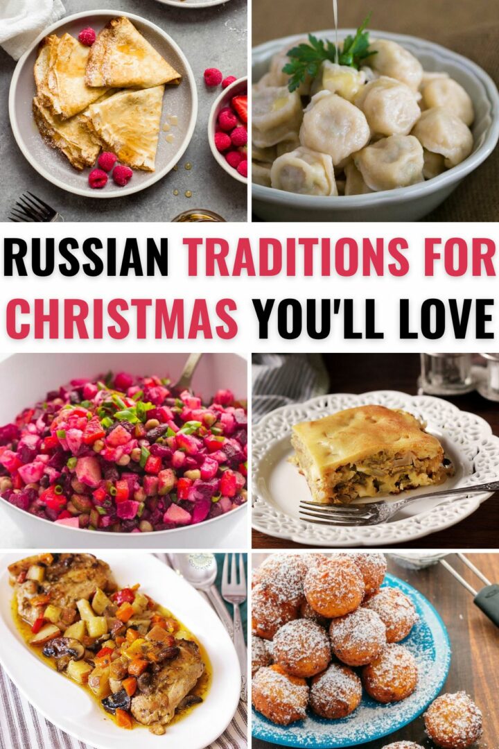 A collection of russian traditional Christmas food