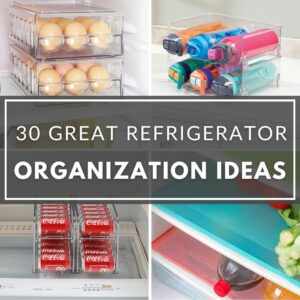 A collection of refrigerator organization ideas.