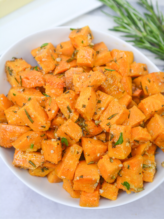 SAVORY ROASTED SWEET POTATOES WITH ROSEMARY