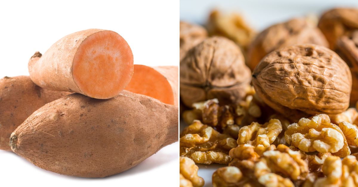 Sweet potato and walnuts.