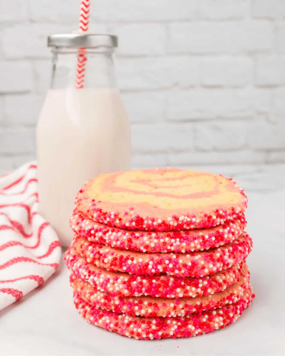 A stack  of the swirled cookies.