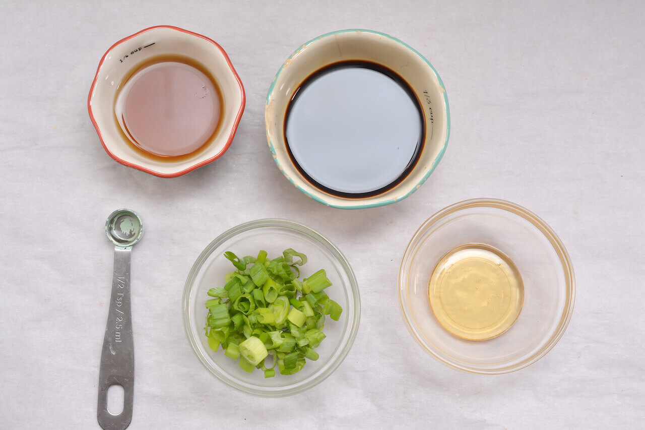 Ingredients to make the sauce and scallions for on top.