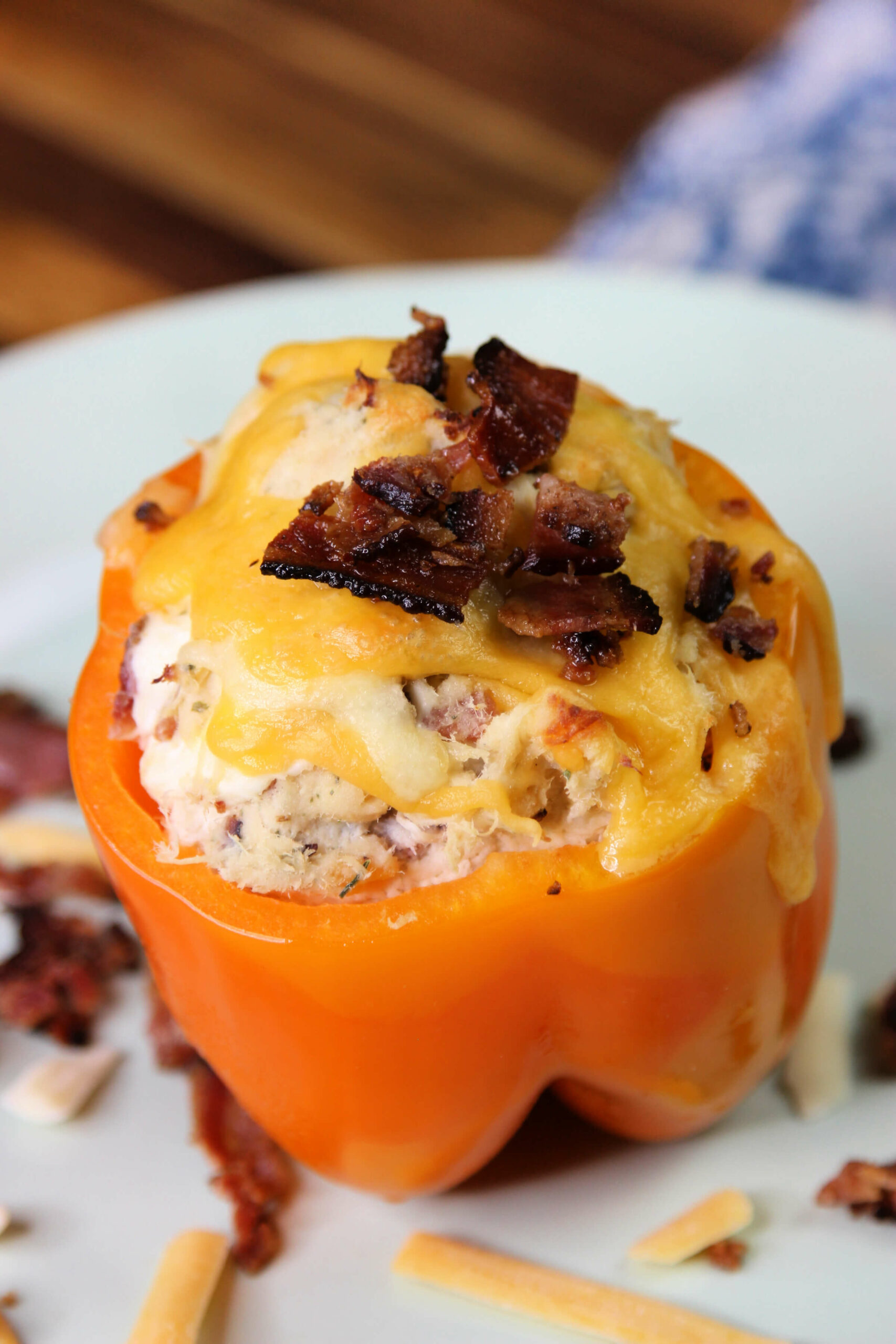 Bacon Ranch Chicken Stuffed Bell Peppers