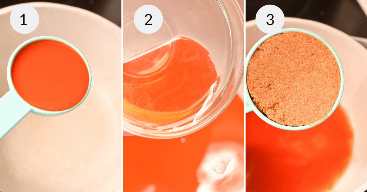 Making the sauce to put on the meat.