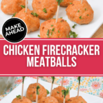 Hearty firecracker meatballs plated and ready to be enjoyed.