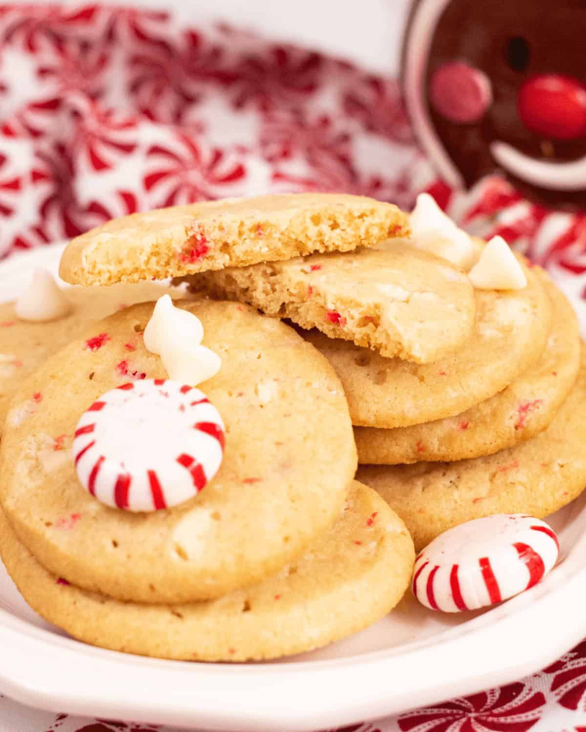 A stack of Christmas peppermint cookies.