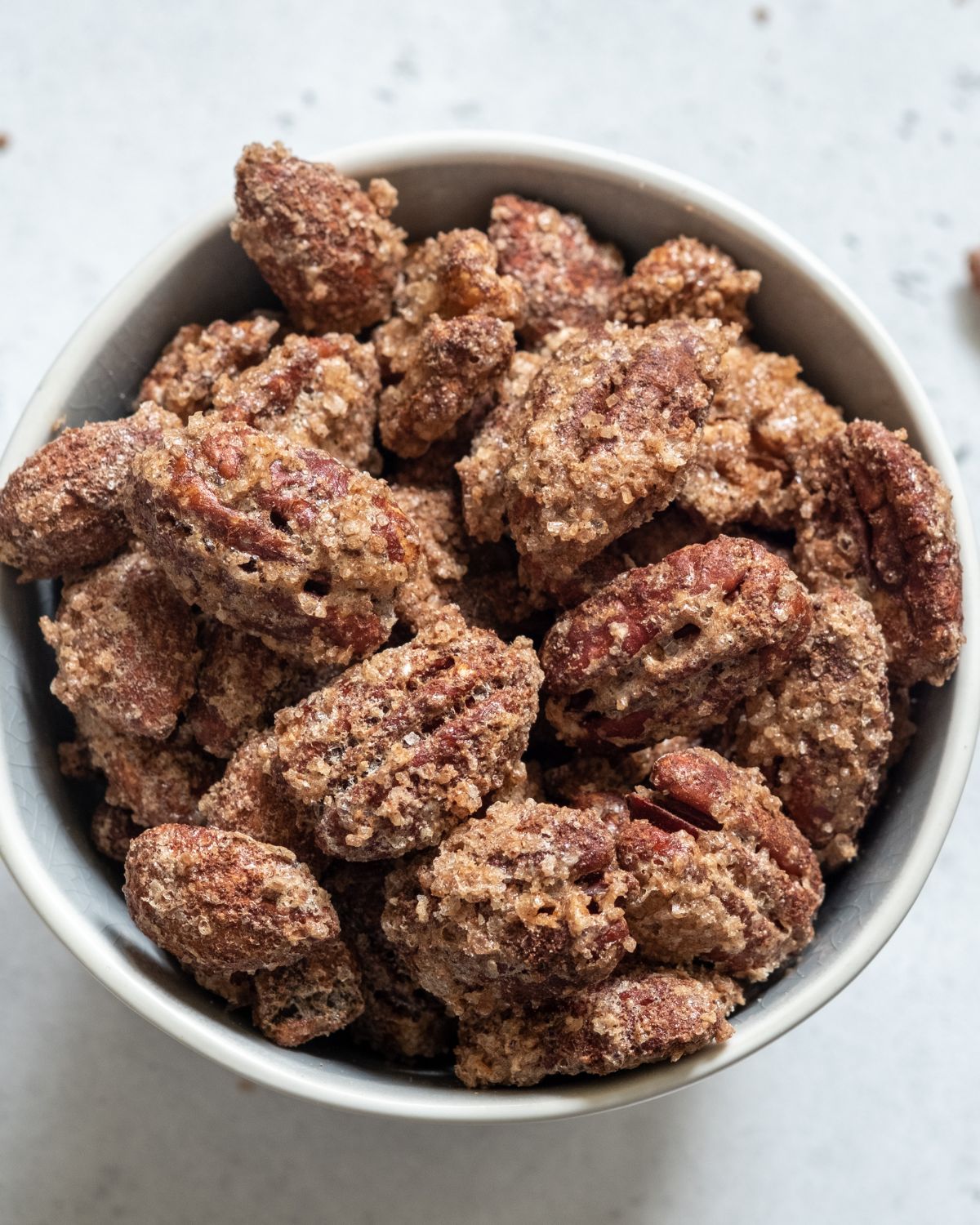 A close up on the cinnamon roasted pecans.
