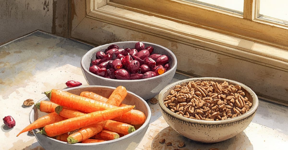 Carrots, pecans and cranberries.