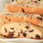 A plate of cranberry orange biscotti.