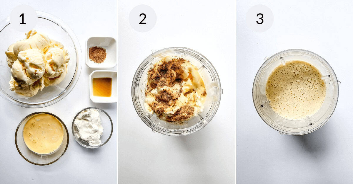 Combing the ingredients into the blender.