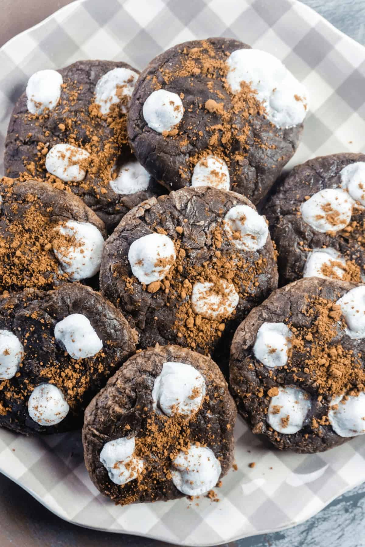 A top shot of delicious cocoa cookies.