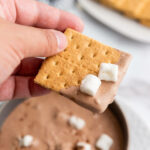 A scoop of the Hot Cocoa Dip on a cracker.