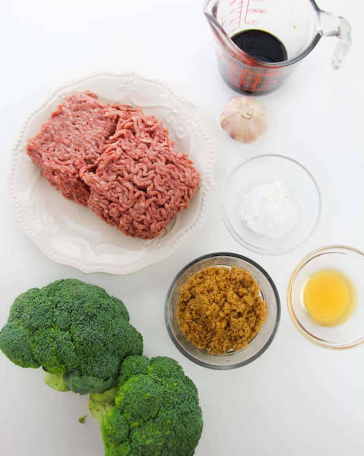 Ingredients for making Korean Beef and Broccoli.
