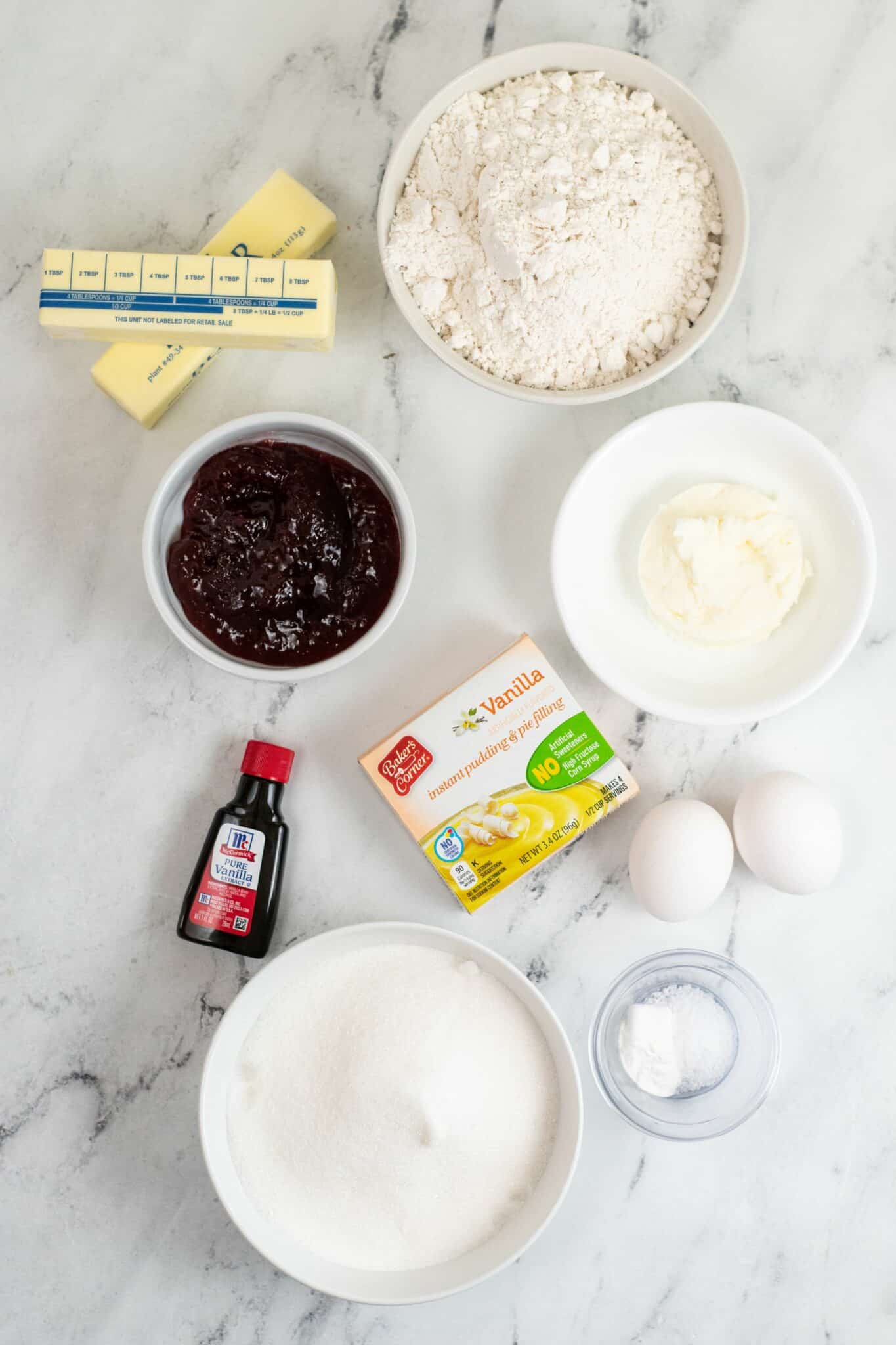 pudding mix and ingredients for the treat.