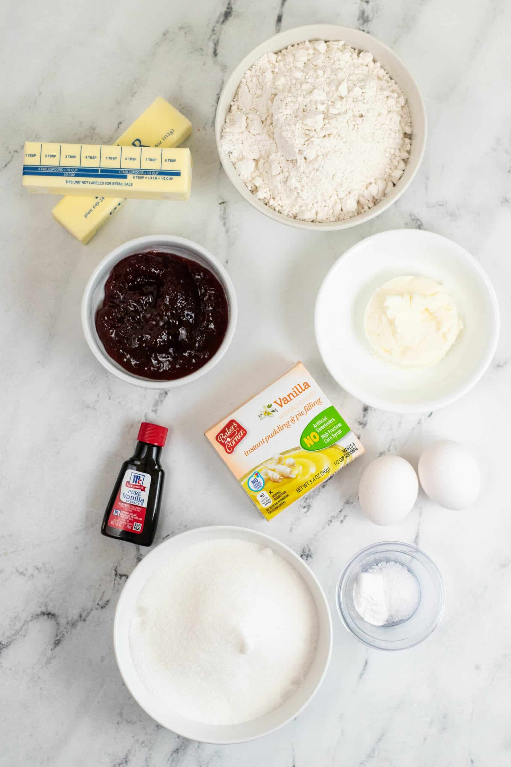 pudding mix and ingredients for the treat.