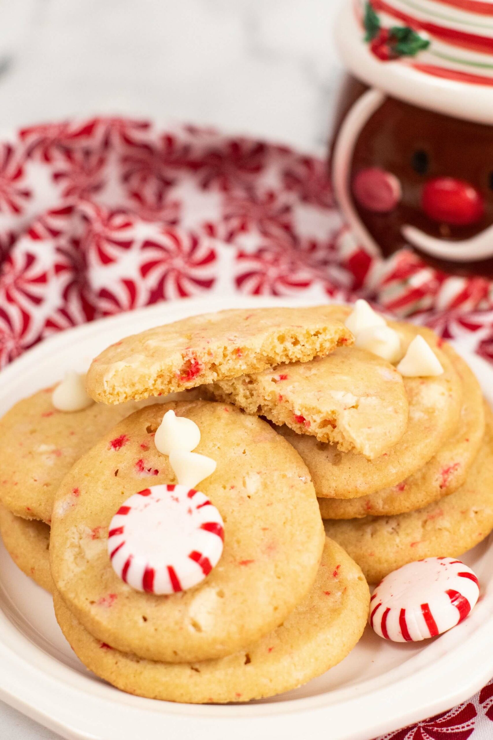 Peppermint Sugar Cookies are the personification of Christmas. They are fun, festive and flavorful. Packed with peppermint and creamy white chocolate.
