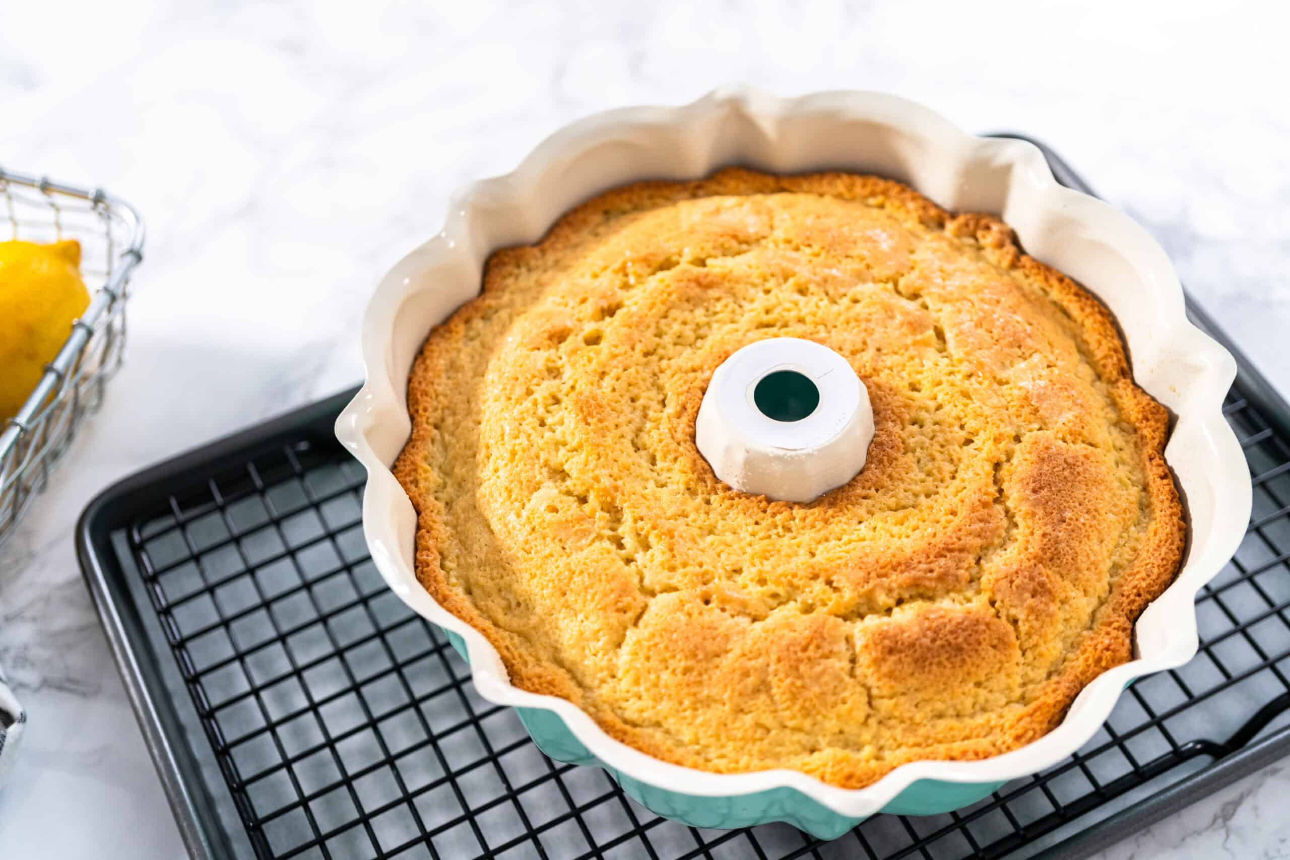 Cooling the finished cake.
