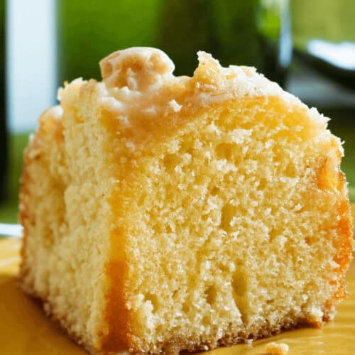 A slice of the rum soaked cake.