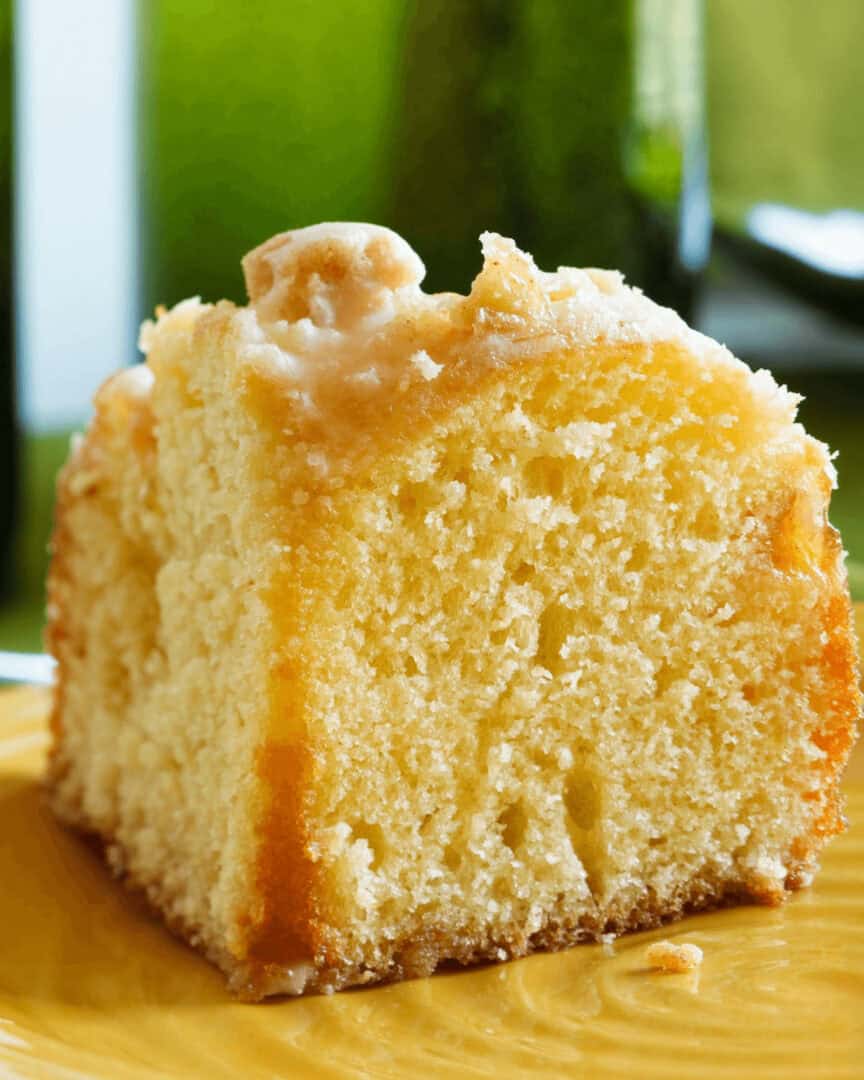 A slice of the rum soaked cake.