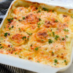 A top shot of the Scalloped Potatoes with Gruyere.