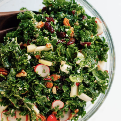 Flavorful Kale Salad with Apples, Cranberries and Pecans