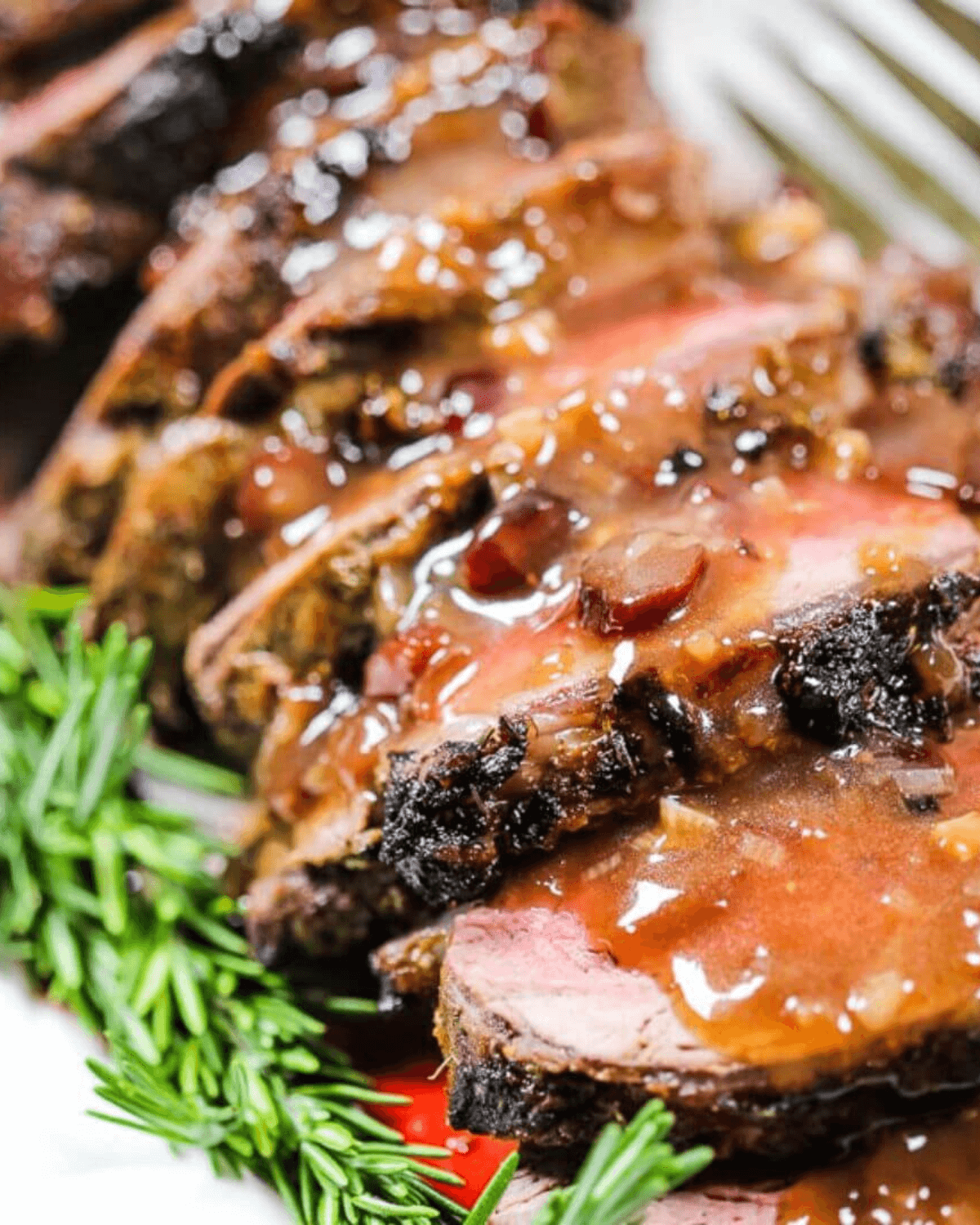 A slow roasted beef tenderloin with port wine sauce.