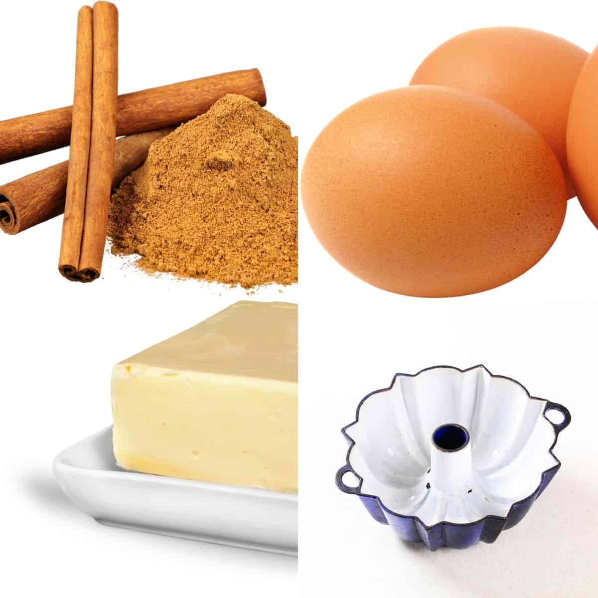 Ingredients to make the cinnamon bundt cake