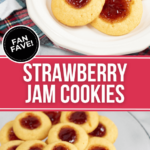 Two views of the strawberry jam cookies.