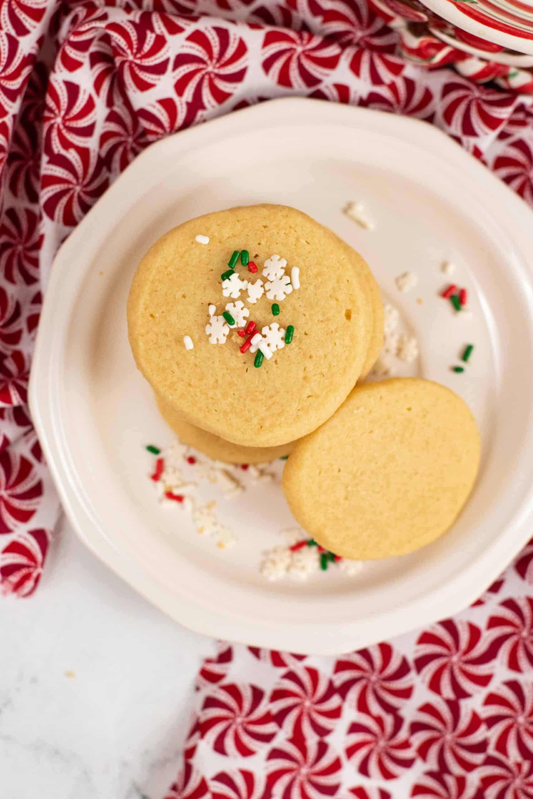 A top shot of the finished no spread sugar cookies.