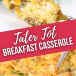 Two views of the tater tot casserole.