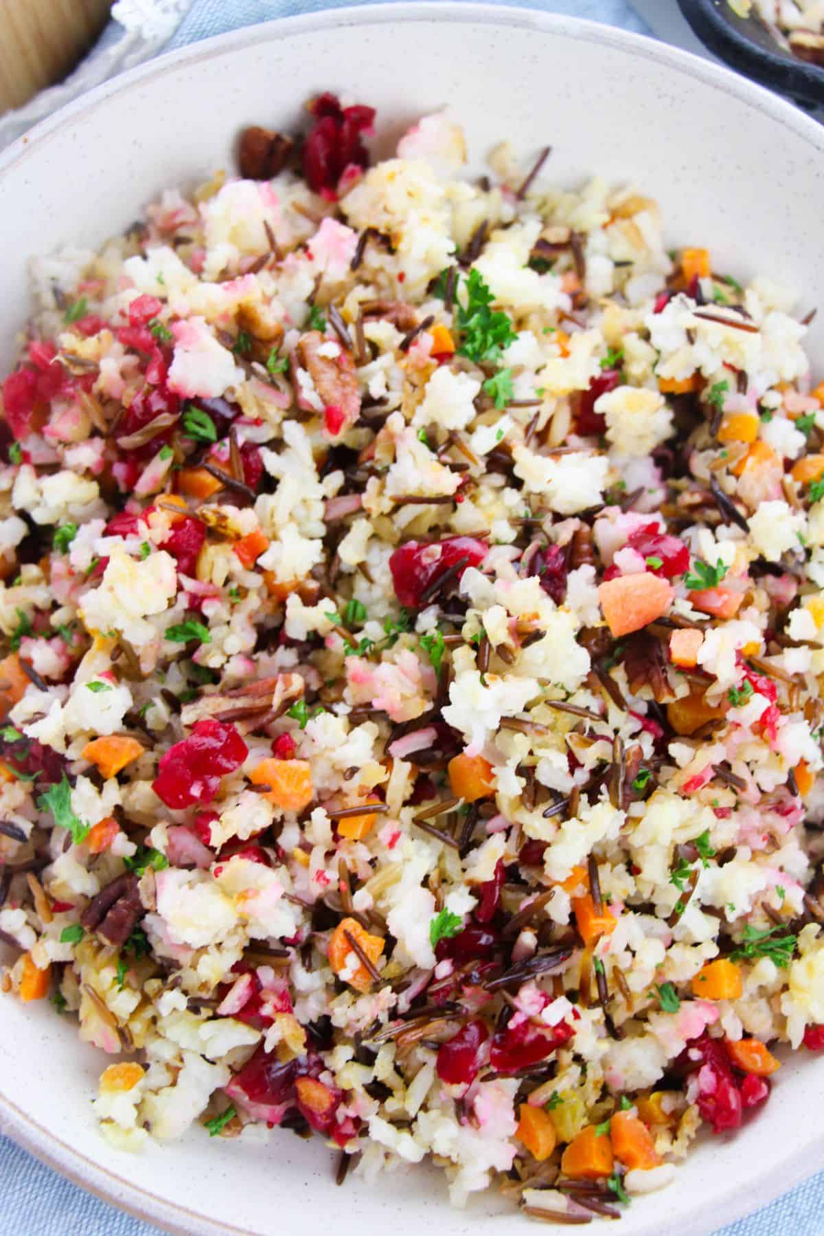 A close up on the finished salad.