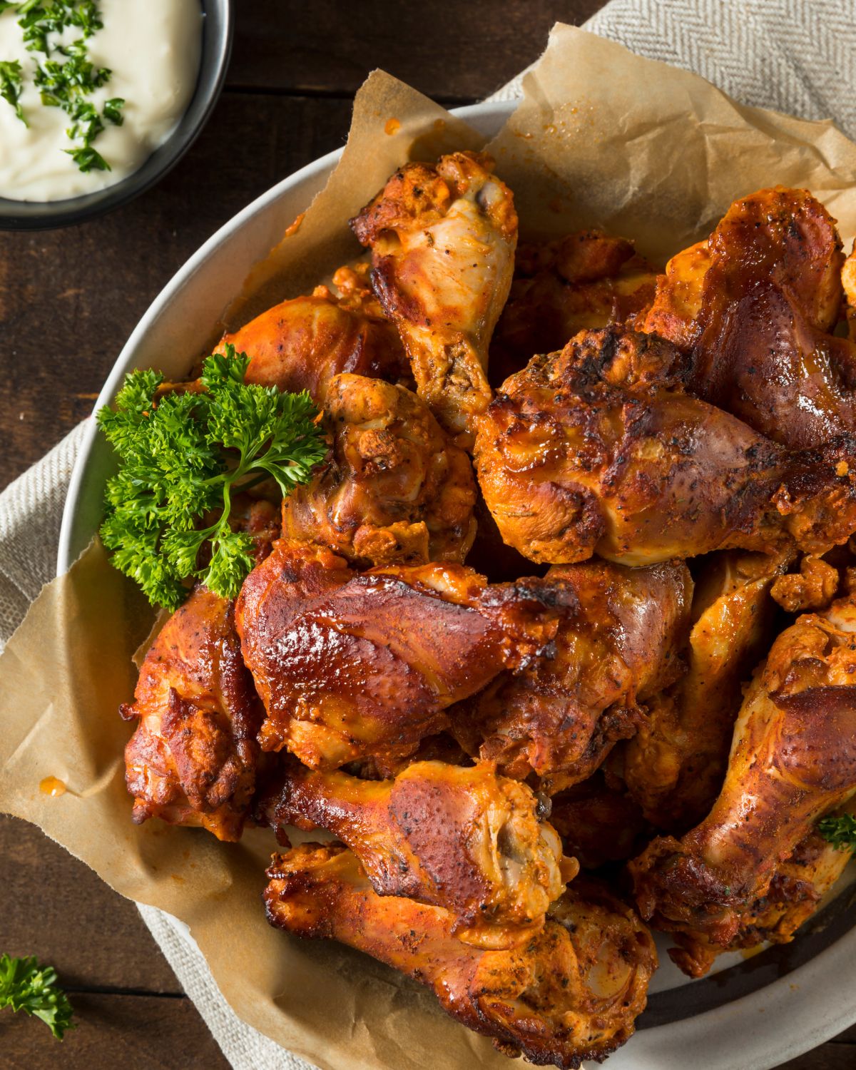 A dish of Baked American Buffalo Wings.



