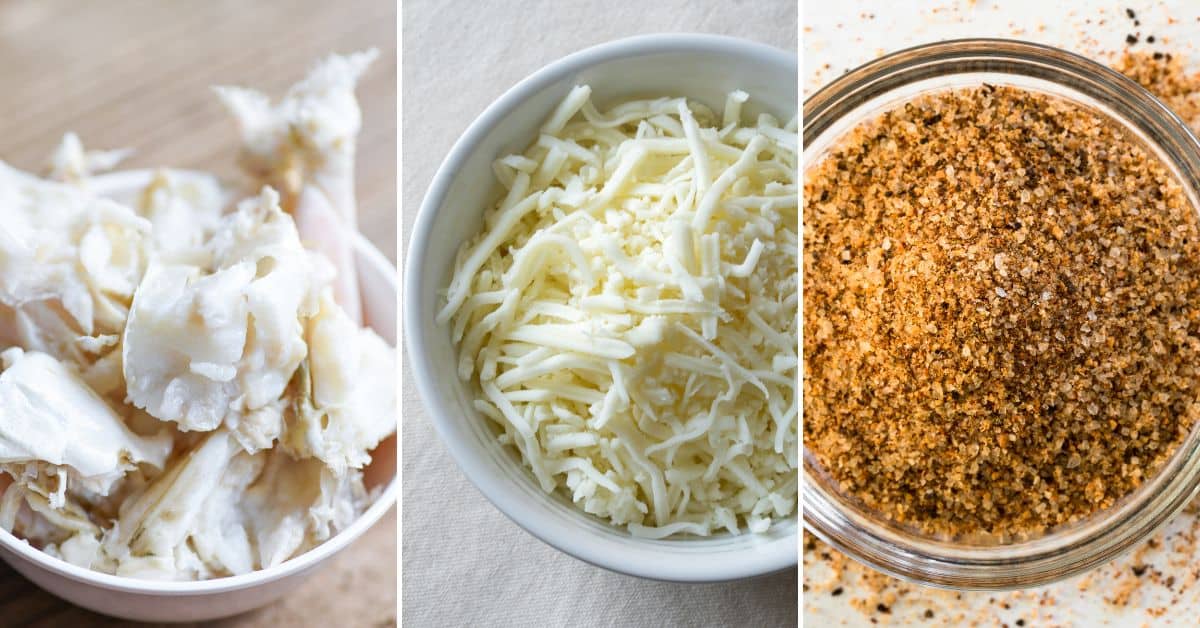 The seafood, cheese and old bay spice for the dish.